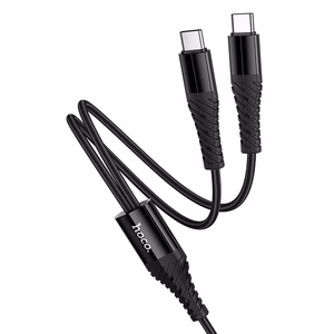 Hoco 2-in-1 USB-C - USB-C+C -kaapeli 1 m X123 - musta