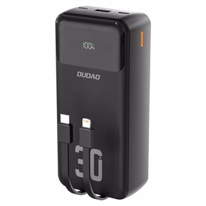 Dudao K15MAX 30000mAh PD 22.5W Powerbank sisäänrakennetuilla kaapeleilla - musta