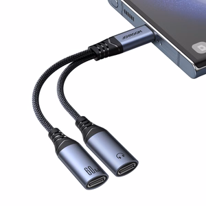 Joyroom SY-C03 USB-C - 2x USB-C 2in1 DAC sovitin - musta