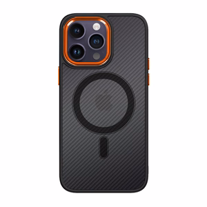 Tel Protect Magnetic Carbon Case for Iphone 13 Pro Black-orange