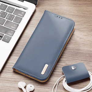 Dux Ducis Hivo Nahka Flip Cover Aitoa nahkaa Lompakko korteille ja asiakirjoille Samsung Galaxy S22 + (S22 Plus) Sininen