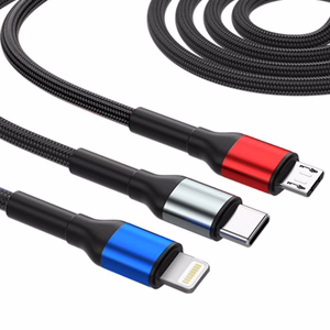 3mk Hyper Cable N-SERIES 6 in 1 USB-C / USB-A to USB-C / Lightning / Micro 1.2m QC 3.0 9V / 2A 18W - musta