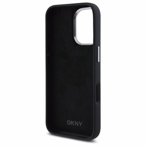 DKNY Liquid Silicone Metal Logo Suojakuori iPhone 16:lle - musta