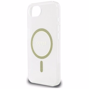 GUESS IML Glitter Circle MagSafe Alkuperäinen Suojakuori iPhone 17e/16e:lle - Läpinäkyvä