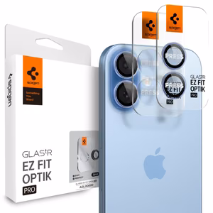 Spigen Optik Pro GLAS.TR EZ FIT kamerasuoja 2 kpl iPhone 16 / 16 Plus / 17:lle - Sininen