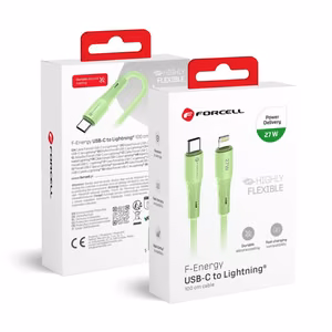 USB C to Lightning cable Forcell F-Energy PD 3A 27W Silicone 1 m C346 green