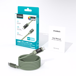 Choetech XCC-1068 PD 60 W USB-C - USB-C kaapeli näytöllä 1,2 m - vihreä