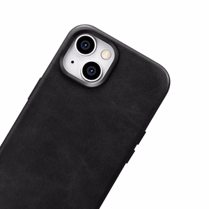 iCarer Oil Wax Premium Leather Case iPhone 14 Plus Magnetic Leather Case with MagSafe Black (WMI14220703-BK)