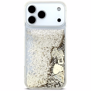 Guess Liq. Glitter 4 Charms Suojakuori iPhone 17 Pro Max:lle - kultainen