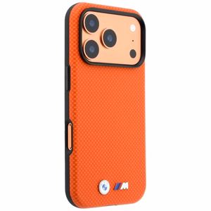 BMW M Quadrille Kevlar Metal Logo MagSafe suojakuori mallille iPhone 17 Pro / 18 Pro – oranssi