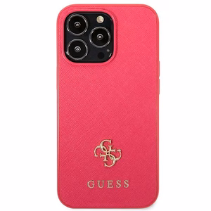 Guess Saffiano 4G Small Metal Logo Suojakuori iPhone 13 Pro / 13:lle - vaaleanpunainen