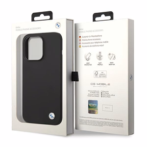 BMW Silikoninen Metal Logo Suojakuori iPhone 15 Pro:lle - musta