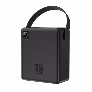 Wozinsky W8-B 100000mAh 30W varavirtalähde, 2xUSB-A, 2xUSB-C, taskulampulla, musta