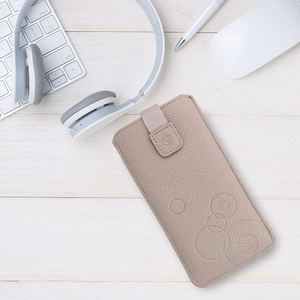 WONDER Deko Pouch Suojakuori (koko XXL) Samsung S25 Ultra/S24 Ultra/M35/M23/A16 5G/Xiaomi Redmi 14C:lle cappuccino