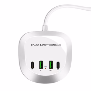 Matkalaturi T3P+ - 2x Type-C + 2x USB - QC + PD 40W valkoinen