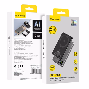 Blavec Power Bank 5000mAh BJ-03 Ultra Slim 7,8mm - Type C - 22,5W magnetic Magsafe 3 in 1 (PBBJ03-MC5G) grey aluminum