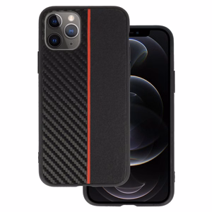 Tel Protect CARBON Suojakuori iPhone 11 Pro:lle musta punaisella raidalla