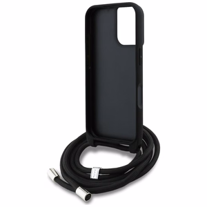 Karl Lagerfeld Suojakuori iPhone 16:lle KLHCP16SPGGRMPCK MagSafe-yhteensopiva (CRSSBY Grained PU W/ Pattern & Logo) - Musta
