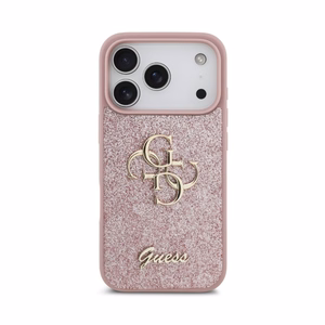 Case Guess PU Fixed Glitter 4G Metal Logo Apple iPhone 18 Pro pink