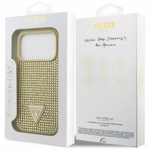 Guess Rhinestone Triangle Logo suojakuori iPhone 17 Pro - kulta