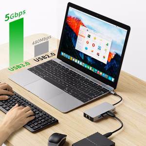Tech-Protect HB05 HUB 9in1 USB-C + USB2.0 + USB3.0 + HDMI 4K 60HZ + SD / TF + PD100W + RJ45 adapter - gray