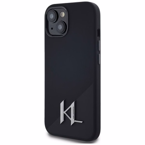 Karl Lagerfeld suojakuori iPhone 15:lle MagSafe-tuella KLHMP15SSCMKMPCK (Silicone Initial Metal Logo) - musta