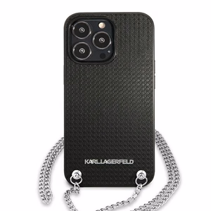 Karl Lagerfeld Nahkainen Teksturoitu ja Ketju Suojakuori iPhone 13 Pro Max 6.7" - Musta