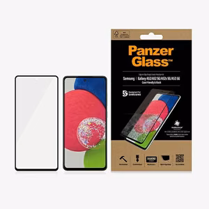 PanzerGlass E2E Microfracture antibakteerinen suojalasi Samsung Galaxy A52 / A52 5G / A53 5G - mustalla kehyksellä