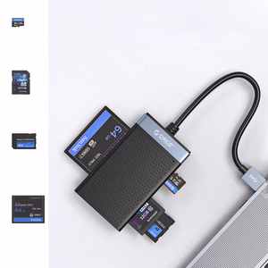 Orico CL4D-A3 muistikortinlukija USB-A 3.0, SD/microSD/CF/MS, 5 Gbps – musta ja hopeanvärinen