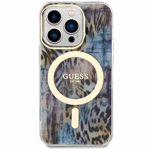 Guess GUHMP14LHLEOPWB iPhone 14 Pro 6.1 sininen/sininen suojakuori Leopard MagSafe