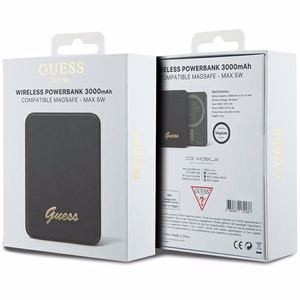 Guess MagSafe Metal Script Logo induktiovirtapankki 5W 3000mAh - musta