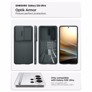 Spigen Optik Armor Suojakuori Samsung Galaxy S26 Ultra:lle - vihreä