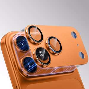 Karkaistu lasi Tel Protect 95% AR+AF, täysmetallinen kamerasuoja iPhone 17 Pro Max -kameralle, hopeinen (kamerasaareke)