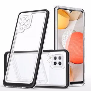 Kirkas 3in1 Asia Samsung Galaxy A42 5G Frame Gel Cover Musta
