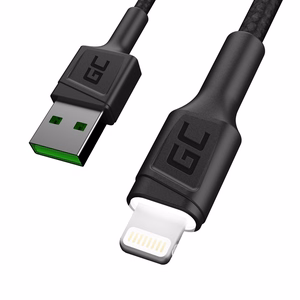 Green Cell KABGC12 USB-A–Lightning -kaapeli, 2 m, musta
