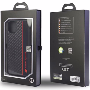 Audi Carbon Fiber Stripe Suojakuori iPhone 11 / Xr 6.1 musta/musta kova kuori AUS-TPUPCIP11-R8/D1-BK