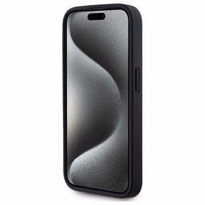 Karl Lagerfeld Leather Monogram Metal Logo MagSafe iPhone 15 Pro Suojakuori - Musta