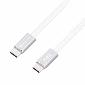 Kaapeli USB-C - USB-C Forcell F-Energy QC4.0 PD 5A 100 W Cafule Flat 1,2 m CCFN23 valkoinen