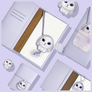 NIMMY setti 2in1 muistikirja + kynä BIG EYED PET 2.0 Kani violetti