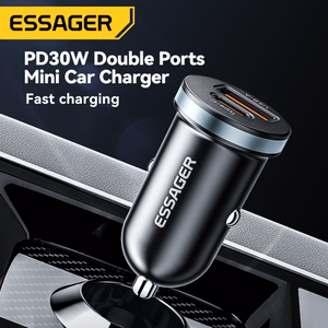 Autolaturi Essager Rui Mini musta 30W (1xPD / 1xQC3.0)