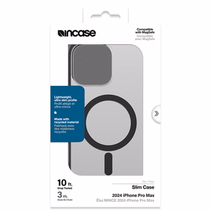 Incase Slim Case -suojakuori MagSafe-tuella iPhone 16 Pro Max -puhelimelle, läpikuultava musta