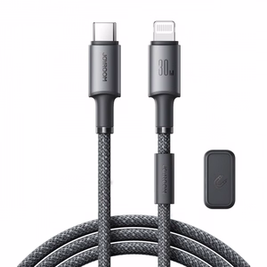 Joyroom S-A50 Unlimited Series 30W USB-C - Lightning -kaapeli magneettisella kaapelinorganisaattorilla 1,2 m - harmaa