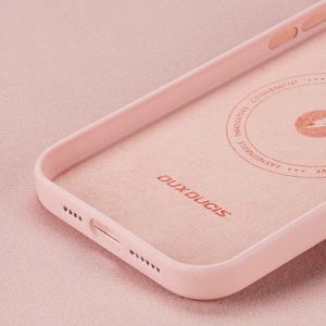 Dux Ducis Grit Nahkakotelo iPhone 14 Plus:lle Elegantti tekonahkakotelo (MagSafe-yhteensopiva) Vaaleanpunainen