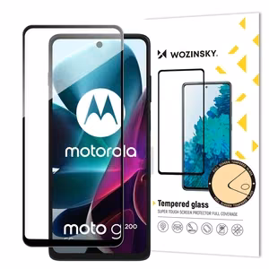 Wozinsky Full Glue karkaistu lasi Motorola Moto G200 5G 9H koko näytön karkaistu lasi mustalla kehyksellä