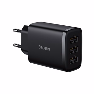 Baseus Compact seinälaturi - 3xUSB - 17W (CCXJ020101) musta