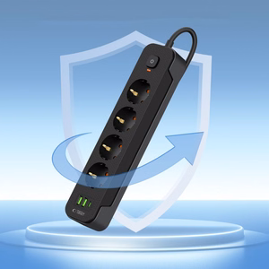 Tech-Protect PCL4X3 Jatkojohto 4 Pistoketta 240V + 2xUSB-A + 1xUSB-C 200cm Musta