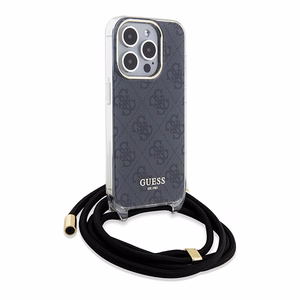 Guess GUHCP15LHC4SEK HC Crossbody Cord 4G Print -suojakuori iPhone 15 Pro 6,1:lle - musta