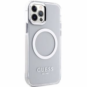 Guess Metal Outline Magsafe case for iPhone 12 / iPhone 12 Pro - silver