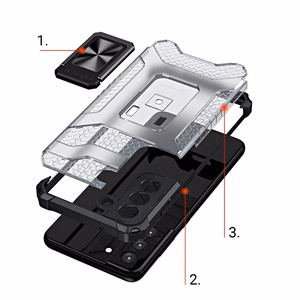 Crystal Ring Case kova hybridi kansi + magneettinen pidike Samsung Galaxy S22 + (S22 Plus) musta