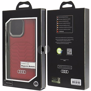Audi Tekonahkainen Suojakuori MagSafella iPhone 14 Pro Maxille - punainen